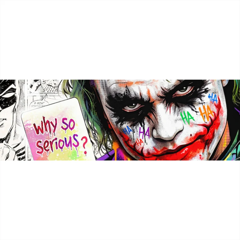 Aluminiumbild gebürstet Pop Art Joker mit Karte Panorama