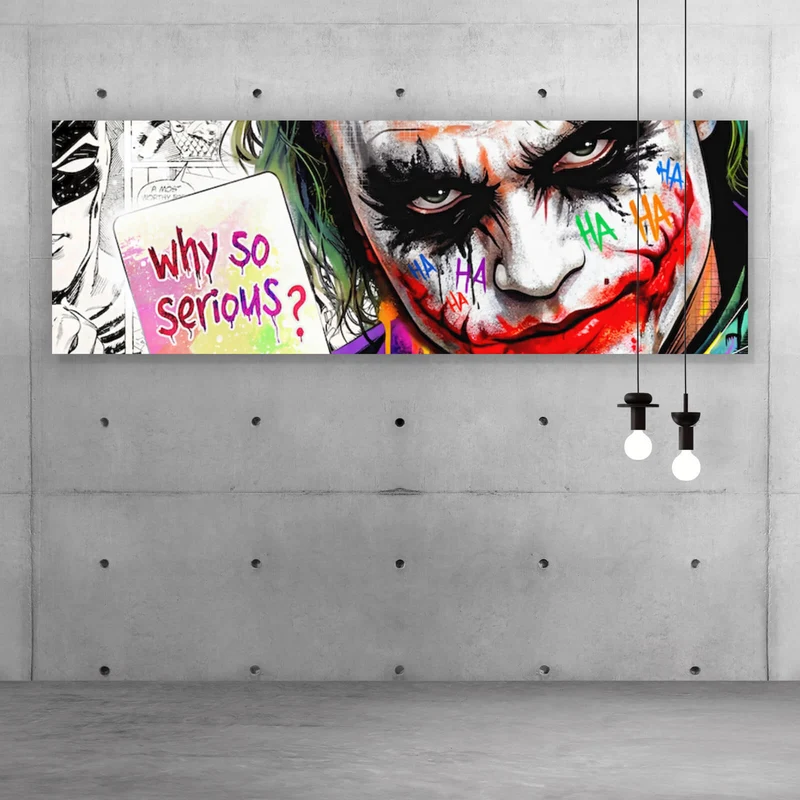 Leinwandbild Pop Art Joker mit Karte Panorama
