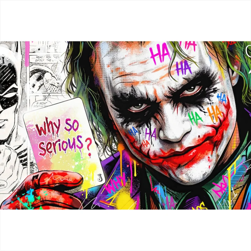 Acrylglasbild Pop Art Joker mit Karte Querformat