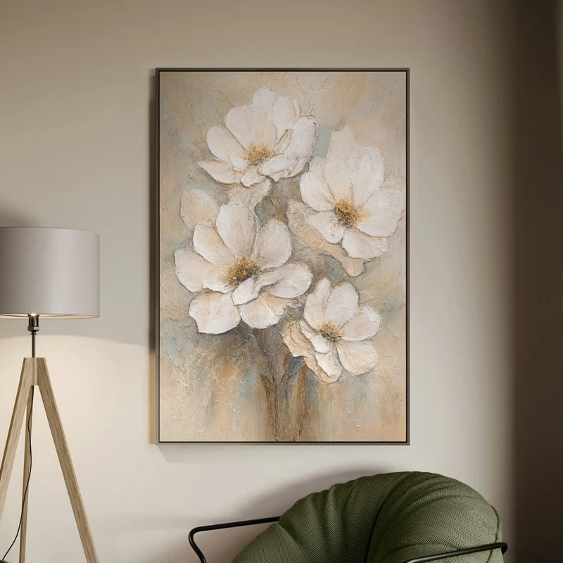 Acrylmalerei auf Leinwand „Schleier der Zärtlichkeit“ – Moderne Florale Malerei handgemalt