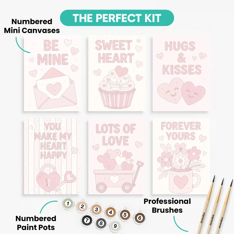 Sweetheart Valentine Messages - Mini Paint by Numbers Set