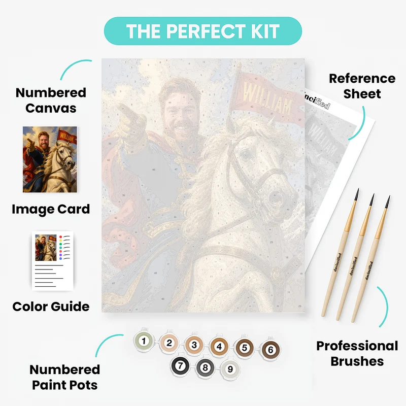 Legendary Cavalry Commander - Custom Paint by Numbers Kit