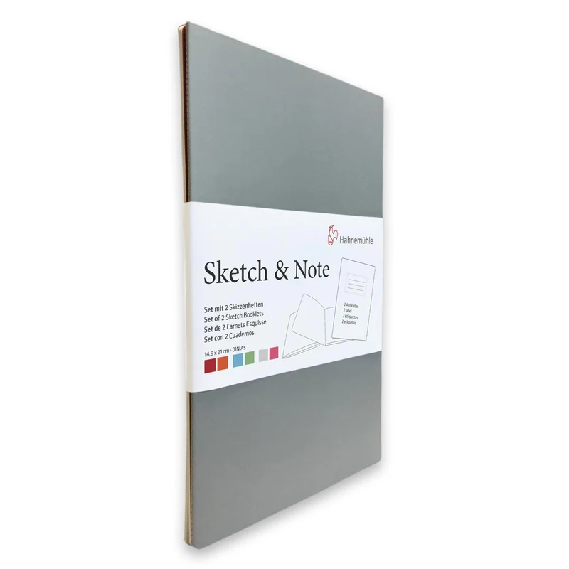Hahnemuhle - 2x Sketch and Note Pads 125gsm Grey and Pink A5
