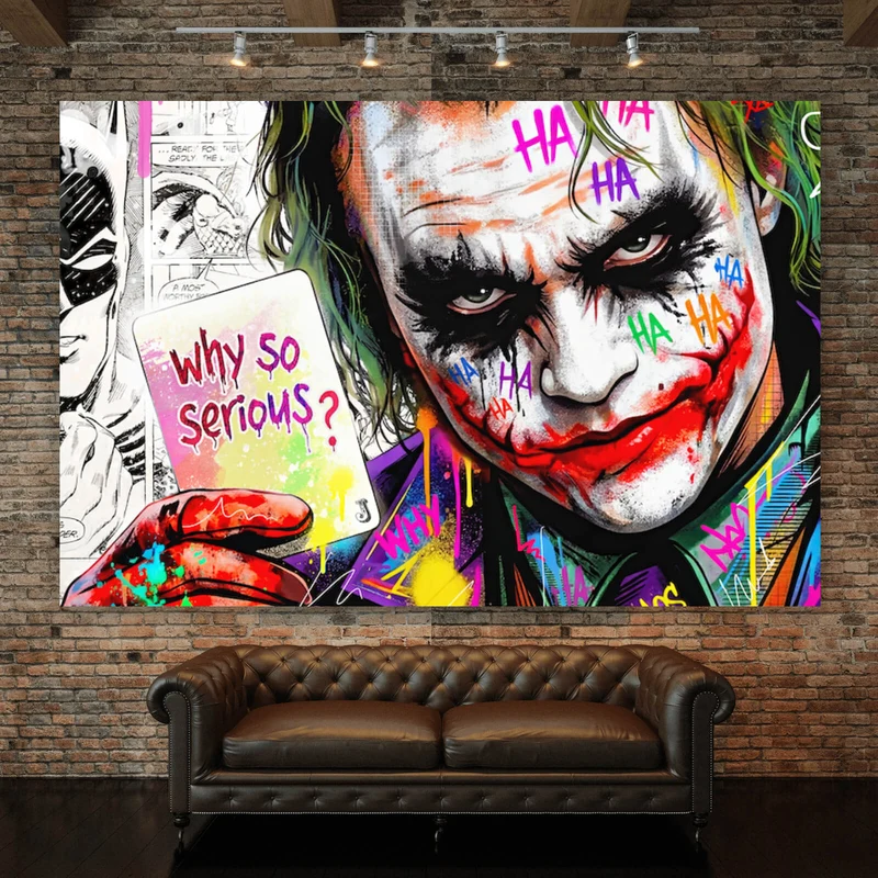 Aluminiumbild Pop Art Joker mit Karte Querformat