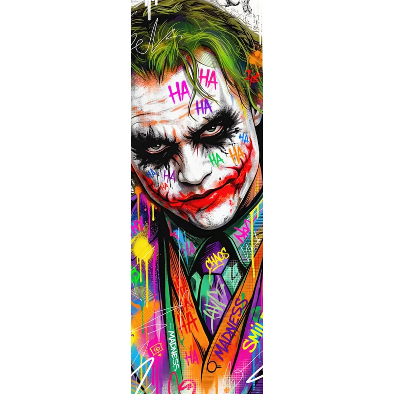 Leinwandbild Pop Art Joker mit Karte Panorama Hoch
