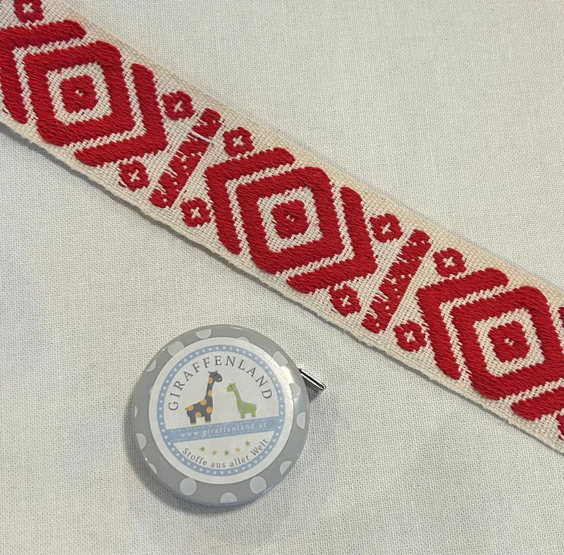 Gurtband Baumwolle 3,8cm Muster rot