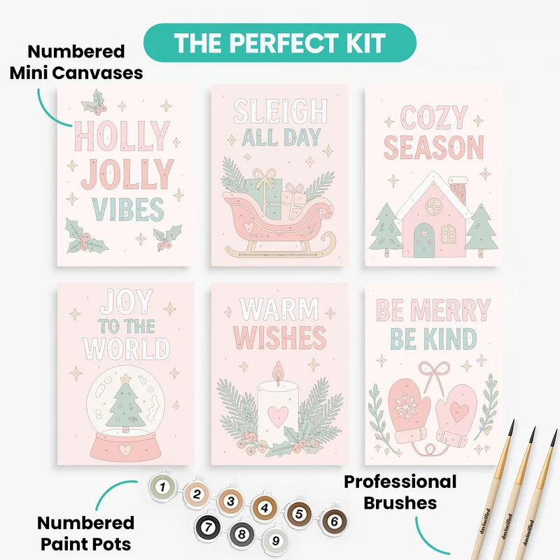 Holly Jolly Christmas Quotes - Mini Paint by Numbers Set