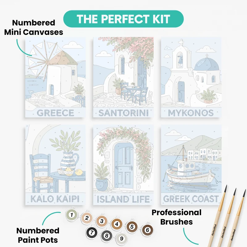 Greek Islands - Mini Paint by Numbers Set