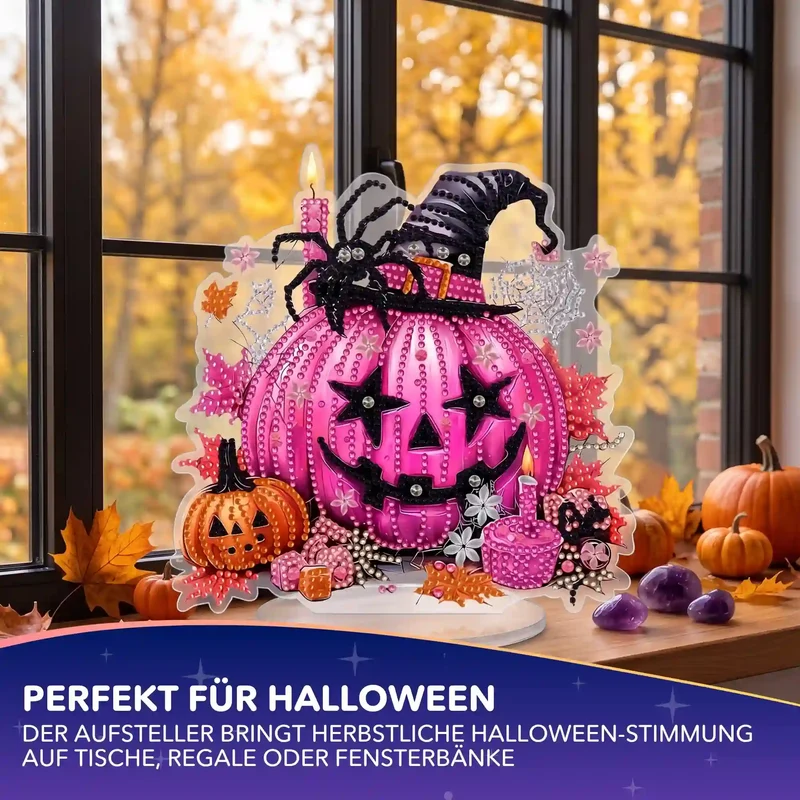 Diamond Painting Aufsteller pinker Kürbis - Halloween