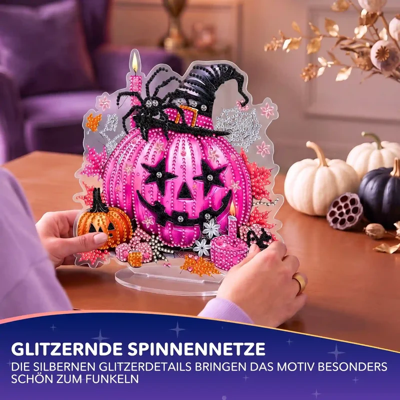 Diamond Painting Aufsteller pinker Kürbis - Halloween