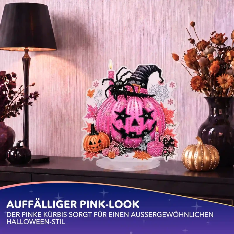 Diamond Painting Aufsteller pinker Kürbis - Halloween