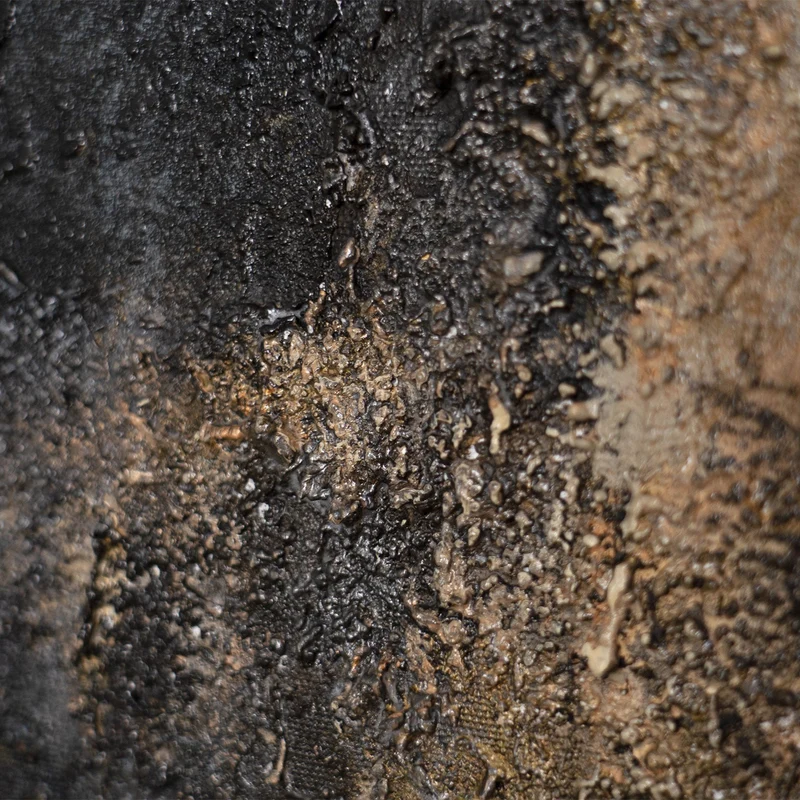 Handgemaltes Bild mit Rahmen „Ast und Schatten“ – Moderner Wanddeko in Beige und Schwarz