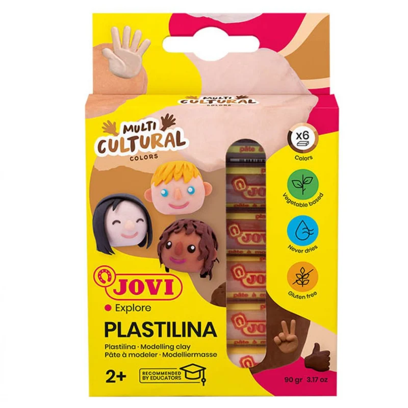Jovi - Plastilina Modeling Clay - 6 bars 15g assorted Multi Cultural Skin Tone colours