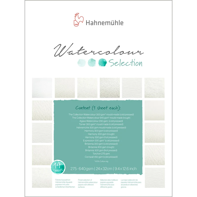 Hahnemuhle - Watercolour Selection Paper Pad 14 different sheets 24 x 32cm