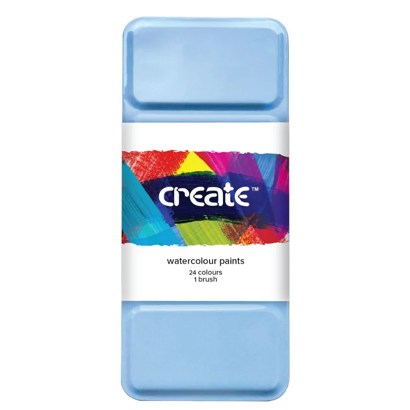 Create - Watercolour 24 Colour Paint Tin with Brush