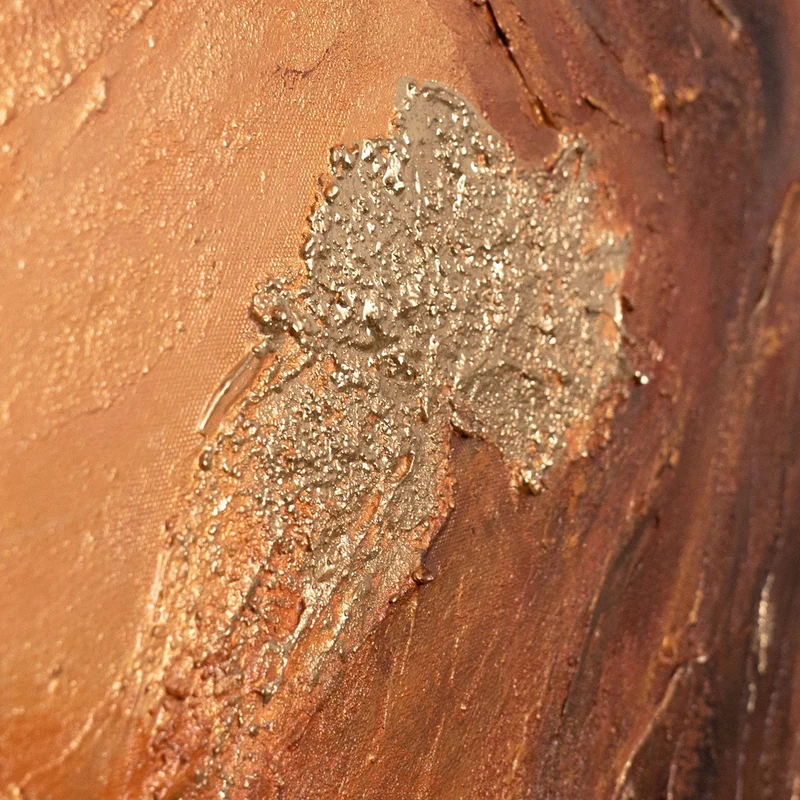 Handgemaltes Leinwandbild mit Rahmen „Amber Streams“ – Moderne Wandkunst mit Struktur