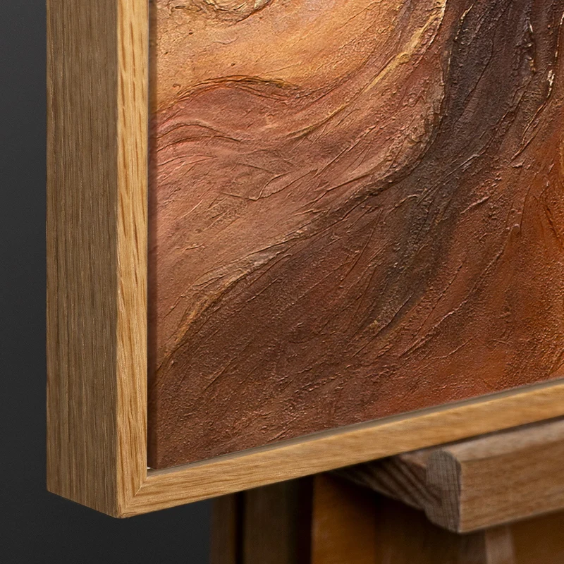 Handgemaltes Leinwandbild mit Rahmen „Amber Streams“ – Moderne Wandkunst mit Struktur