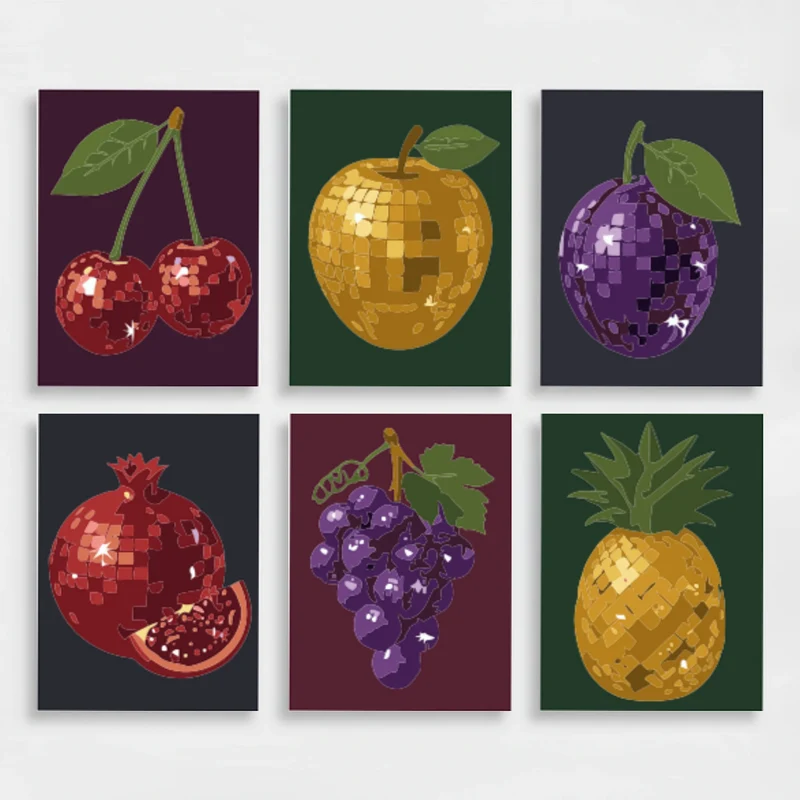 Disco Ball Fruits - Mini Paint by Numbers Set