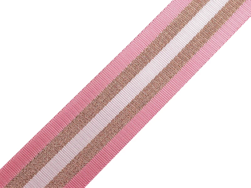 Gurtband 50mm Streifen rosa/gold beidseitig