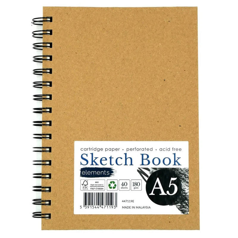Elements - Wire-O Sketchbook - A5 - Hard Kraft cover
