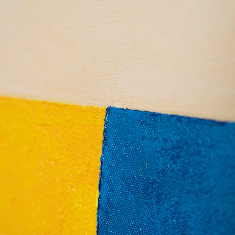 Moderne Acrylmalerei mit Rahmen „Kontraste“ – Abstrakte geometrische Formen auf Leinwand