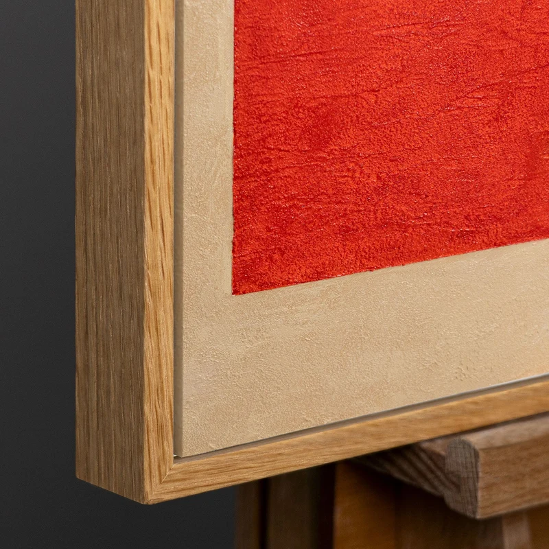 Moderne Acrylmalerei mit Rahmen „Kontraste“ – Abstrakte geometrische Formen auf Leinwand