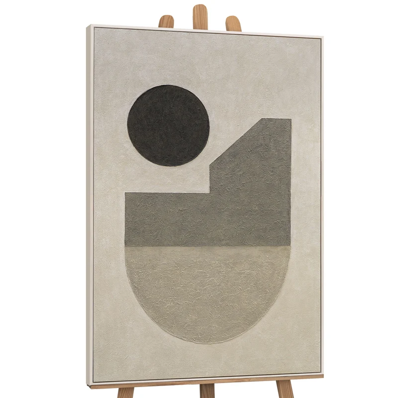 Geometrische Wandkunst „Stille der Geometrie“ – Minimalistische Acrylmalerei handgemalt