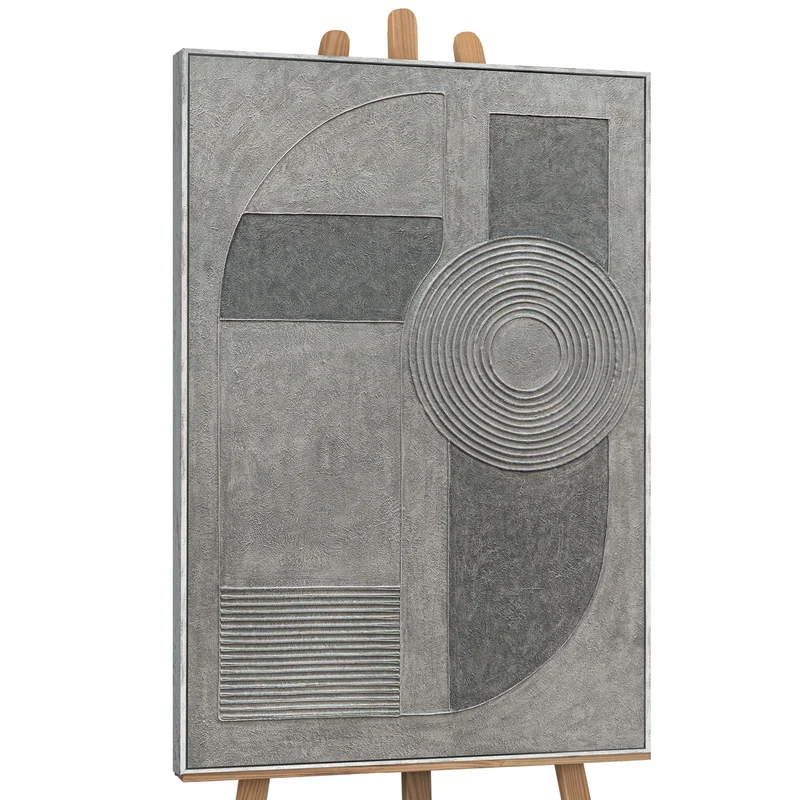 Abstrakte Kunst Leinwand „Grauer Akkord“ – Moderne Wanddeko Wohnzimmer