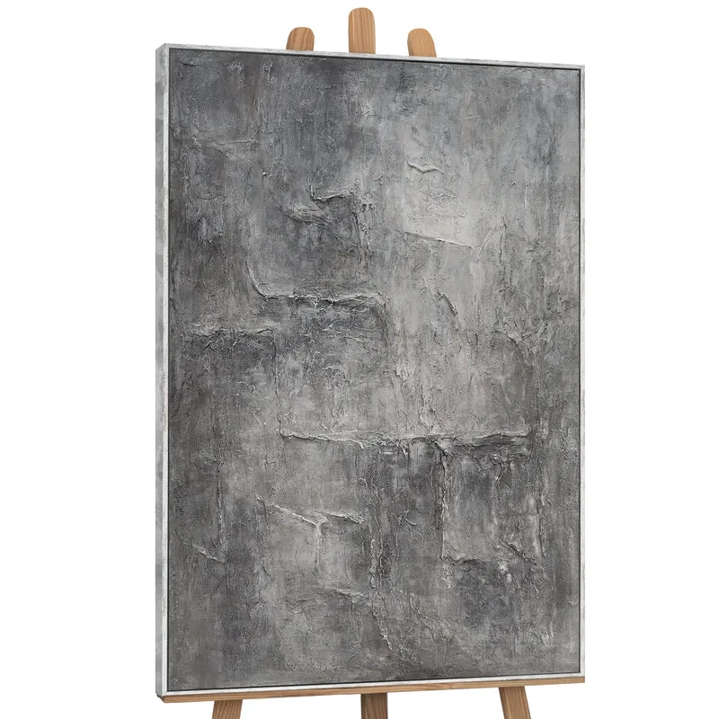 Leinwandbild mit Rahmen „Erinnerung des Steins“ – Strukturierte Acrylmalerei in Betonoptik