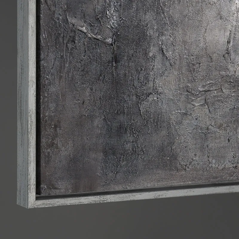 Leinwandbild mit Rahmen „Erinnerung des Steins“ – Strukturierte Acrylmalerei in Betonoptik