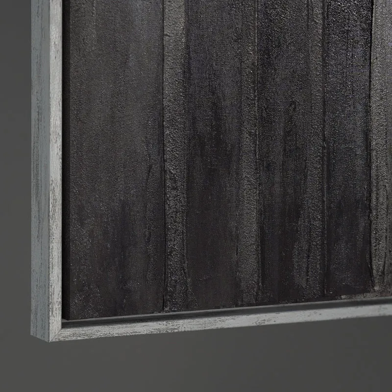 Gemälde Abstrakt mit Rahmen „Stadtkonturen“ – Moderne Acrylmalerei in Grau & Schwarz