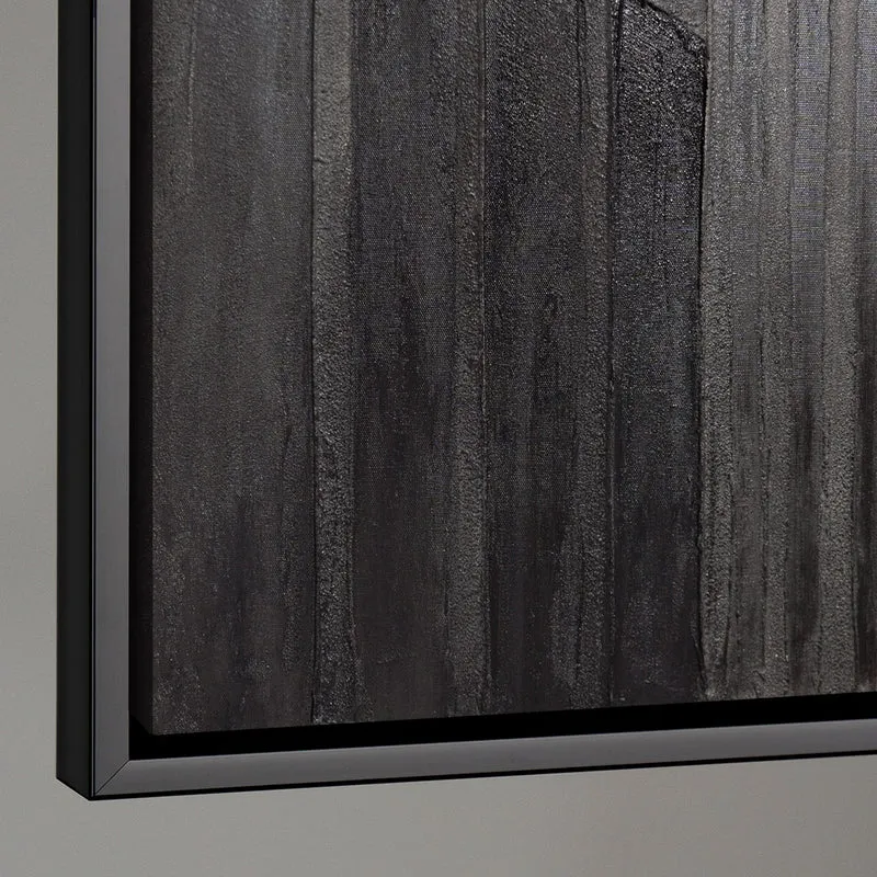 Gemälde Abstrakt mit Rahmen „Stadtkonturen“ – Moderne Acrylmalerei in Grau & Schwarz