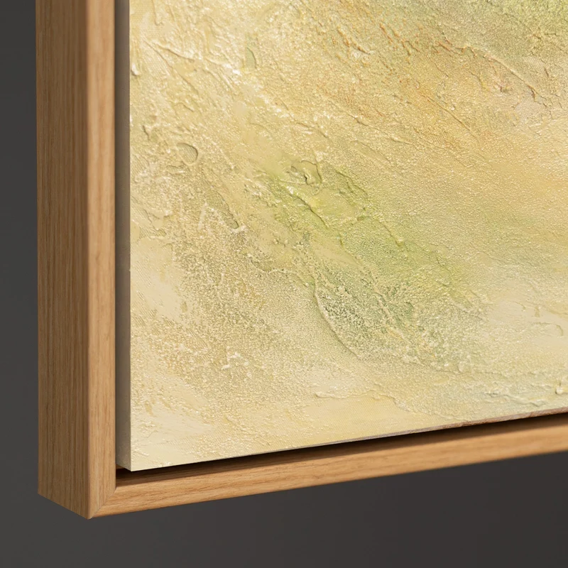 Handgemalte Gemälde auf Leinwand „Warme Weite“ – Moderne Abstrakte Kunst mit Rahmen