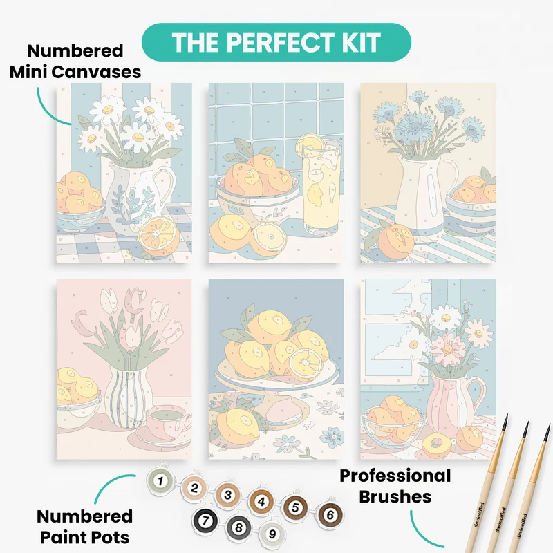 Citrus Kitchen Blooms - Mini Paint by Numbers Set