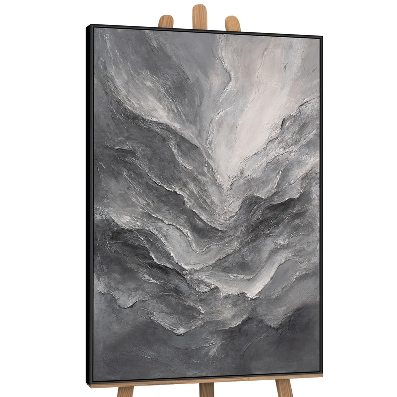 Handgemaltes Acrylbild mit Rahmen „Erinnerung der Felsen“ – Moderne Wandkunst auf Leinwand