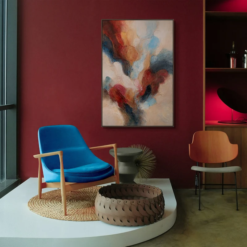 Abstraktes Gemälde mit Rahmen „Musik in Farbe“ – Handgemalte Kunst auf Leinwand