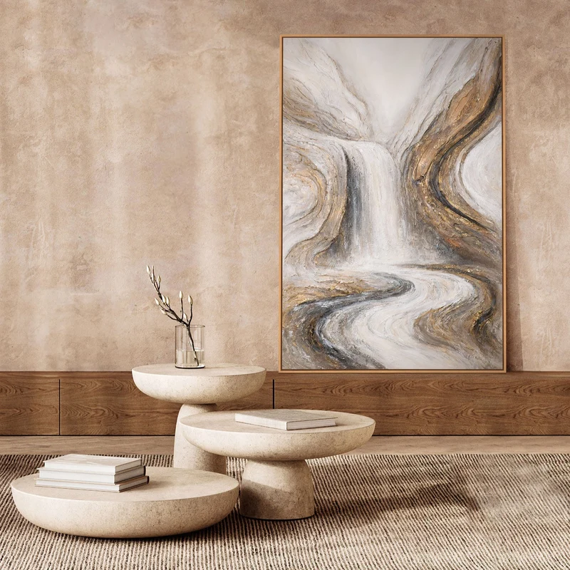 Handgemaltes Bild „Wasserfall der Träume“ – Moderne Wandkunst mit Struktur