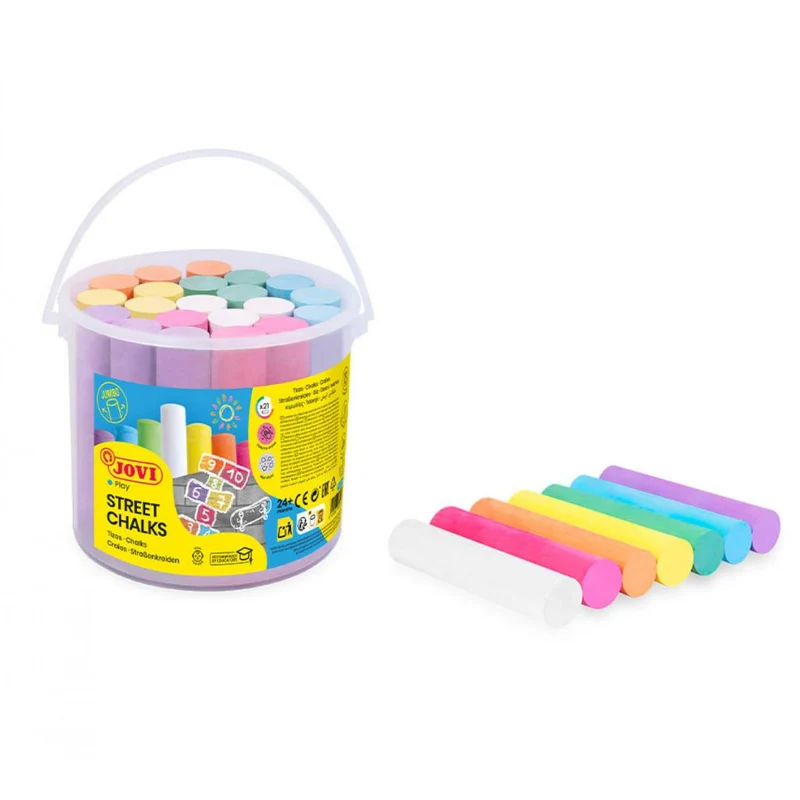 Jovi - Street chalks Bucket of 21 jumbo chalk sticks - assorted colours