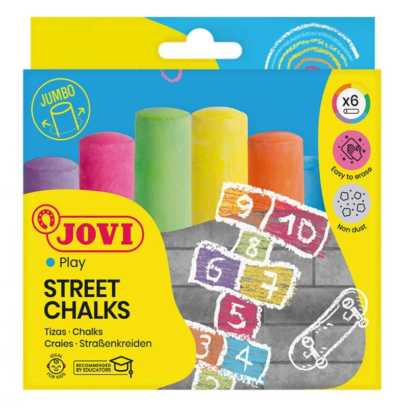 Jovi - Street chalks Case of 6 jumbo chalk sticks - assorted colours