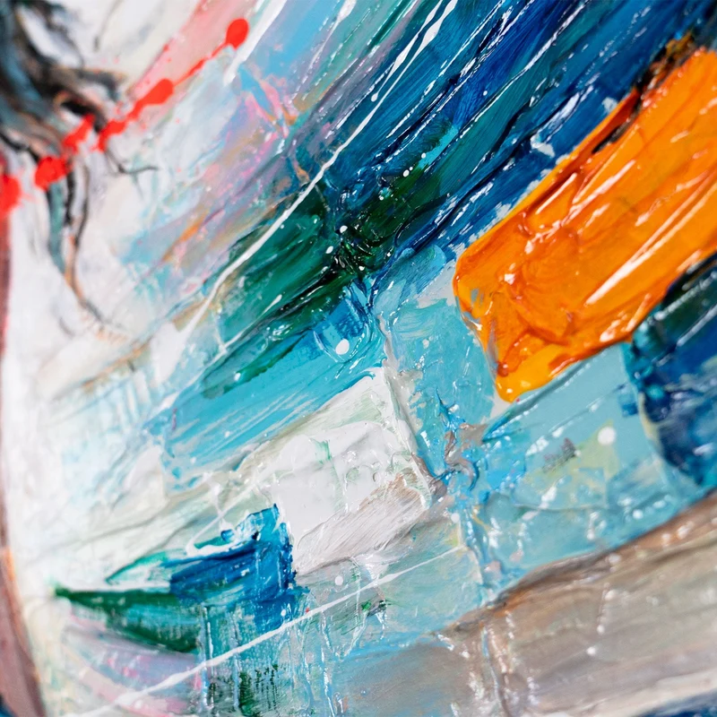 Abstraktes Frauenbild auf Leinwand – Acrylgemälde "Aufsteigende Anmut" handgemalt 115x50cm