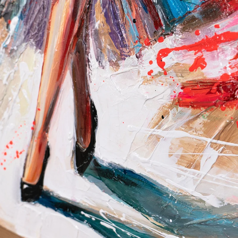 Abstraktes Frauenbild auf Leinwand – Acrylgemälde "Aufsteigende Anmut" handgemalt 115x50cm