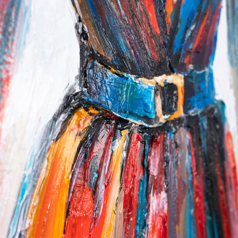 Handgemaltes Acrylbild "Dame mit Hut" – Moderne Wandkunst auf Leinwand 115x50cm