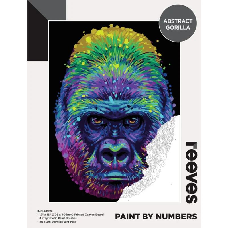 Reeves Paint by Numbers 12x16 inch - Abstract Gorilla