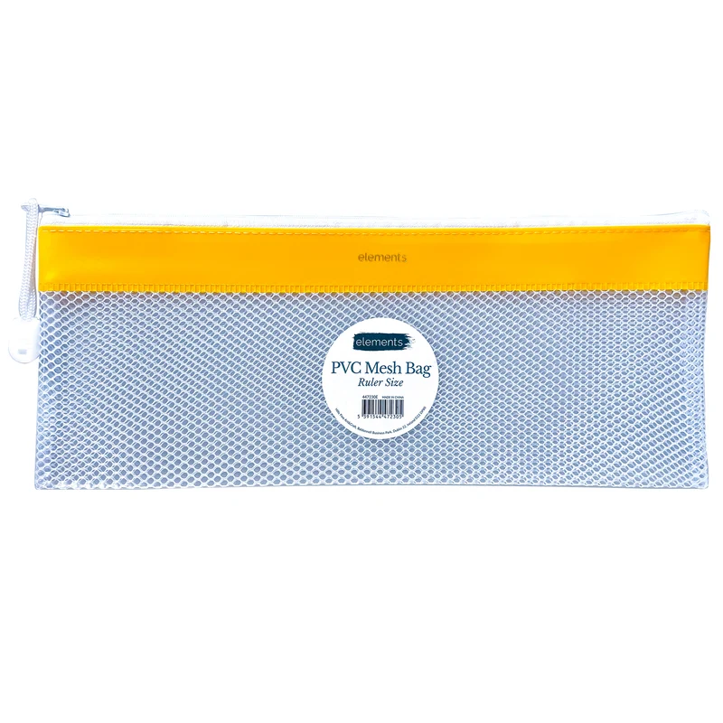 Elements PVC Mesh Bag with Orange colour strip Ruler Size 30cm
