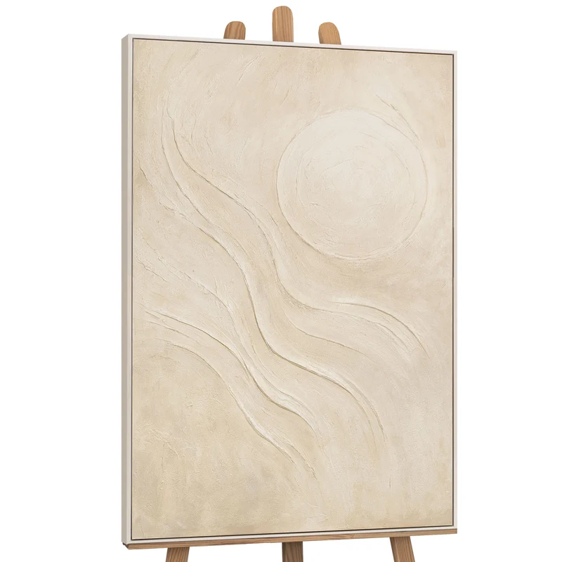 Abstraktes Leinwandbild „Sandige Sonne“ – Acrylgemälde mit Rahmen