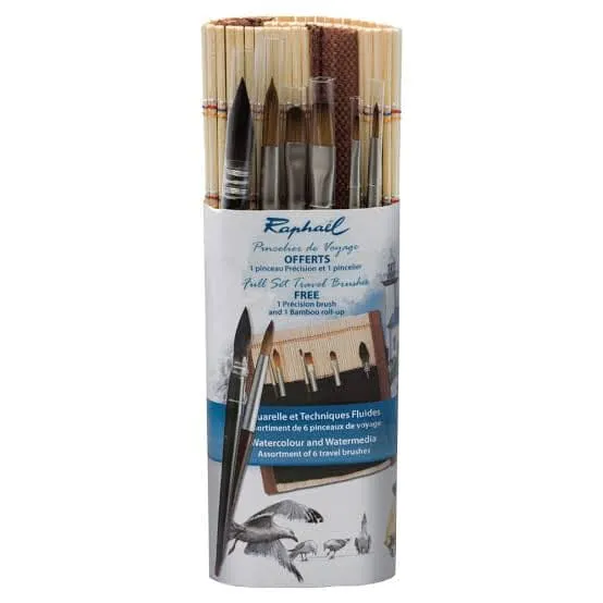 Raphaël Precision Travel Brush & Bamboo Brush Roll Set
