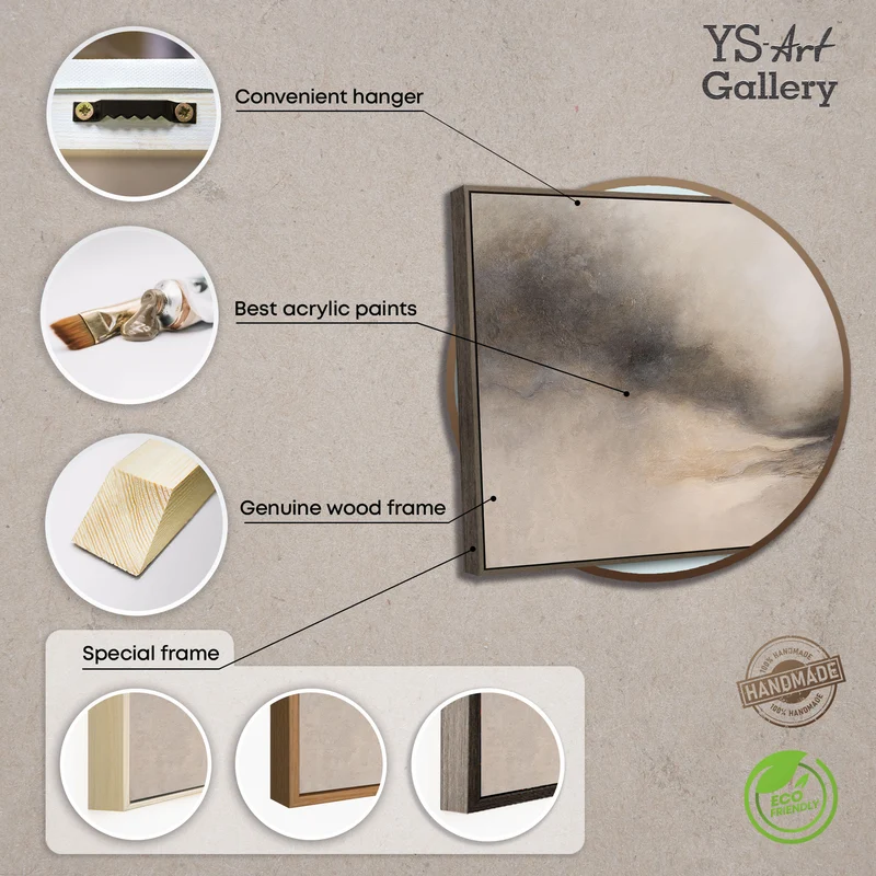 Abstraktes Acrylbild „Nebliger Morgen“ – Elegante Acrylgemälde in Beige & Grau