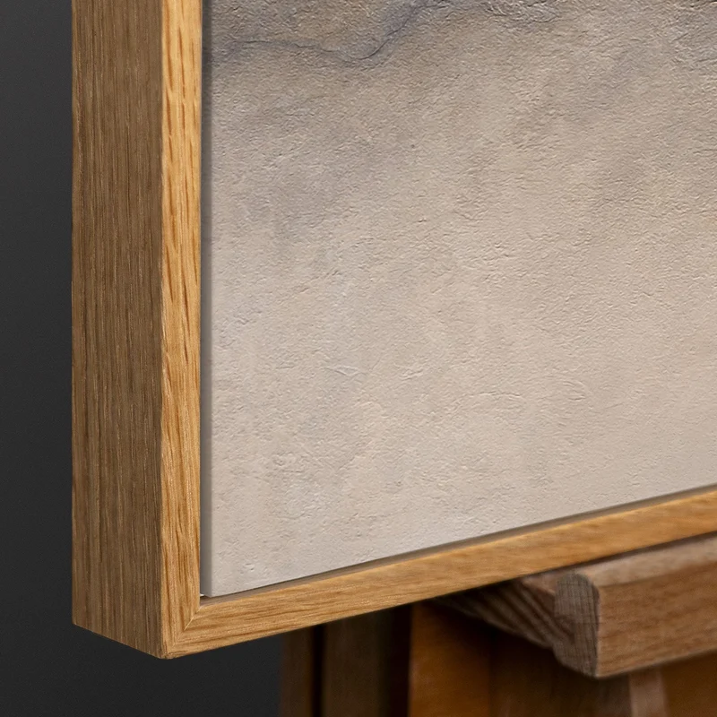 Abstraktes Acrylbild „Nebliger Morgen“ – Elegante Acrylgemälde in Beige & Grau