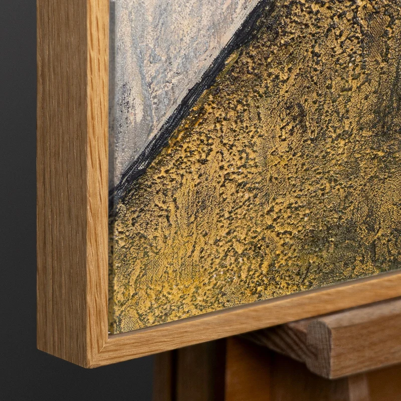 Abstrakte Kunst auf Leinwand mit Rahmen „Begegnung der Ebenen“ - Acrylmalerei in Erdtönen