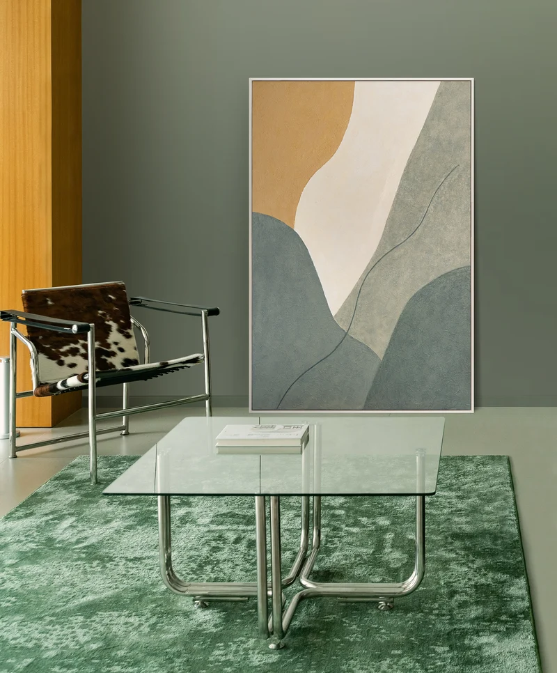 Abstraktes Acrylbild mit Rahmen „Ewige Linie“ – Moderne Wanddeko in Naturfarben